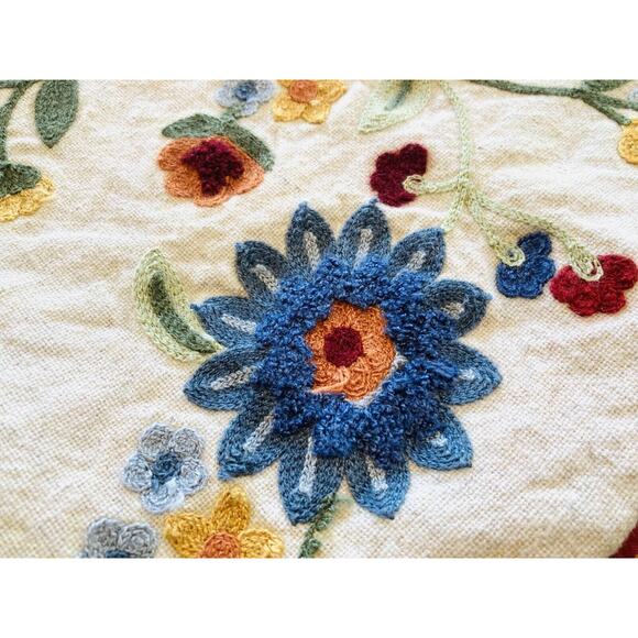 Pier 1 Embroidered Pillow Shams Floral Red Gold Blue Cover Mini Small 13" India - Picture 8 of 11
